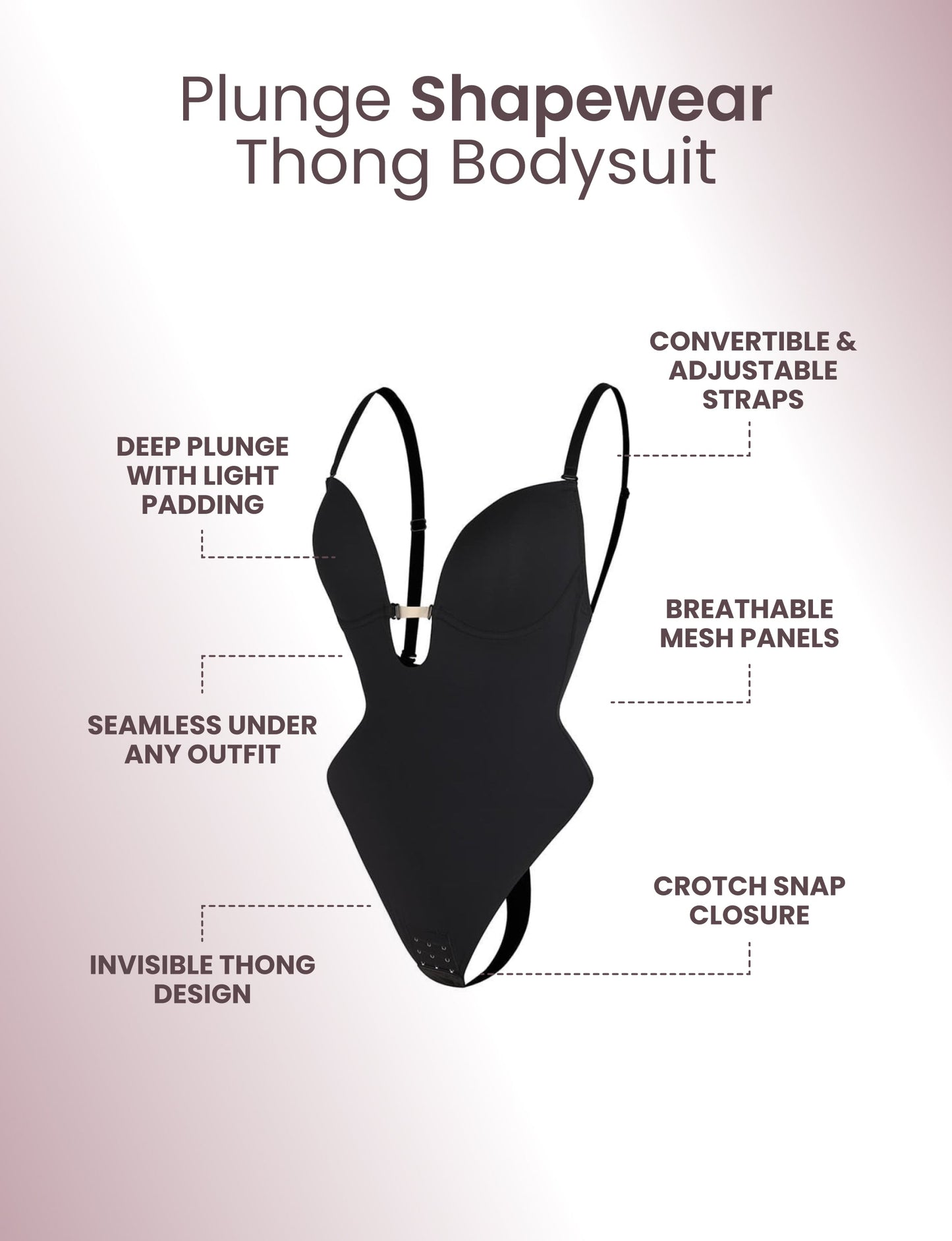 Deep V Shapewear Thong Bodysuit