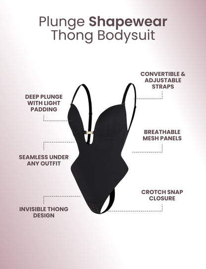 Deep V Shapewear Thong Bodysuit