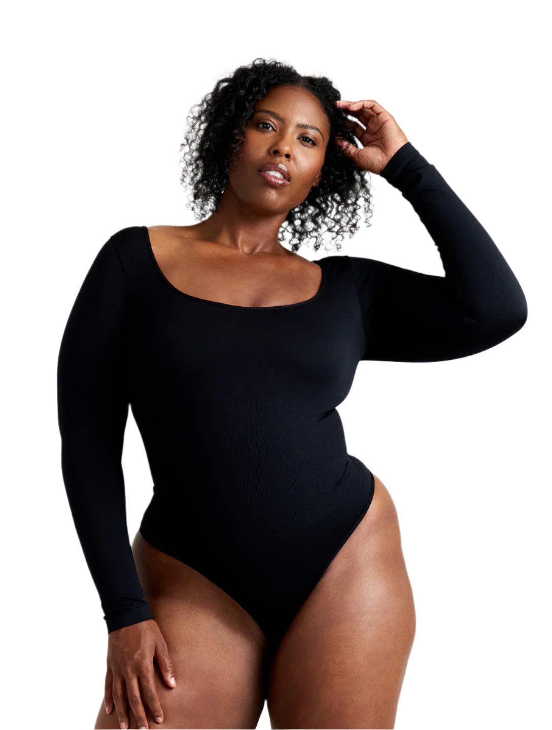 Long-Sleeve Thong Bodysuit