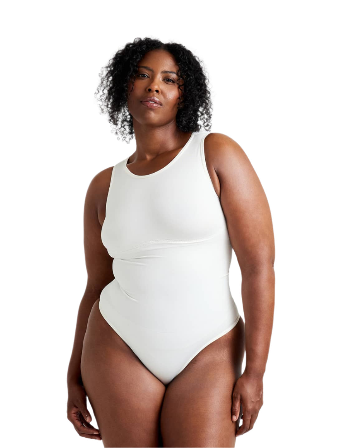 Round Neck Thong Bodysuit" can be rewritten as "Circle Neck Thong Bodysuit.