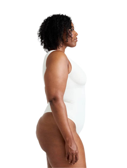 Round Neck Thong Bodysuit" can be rewritten as "Circle Neck Thong Bodysuit.