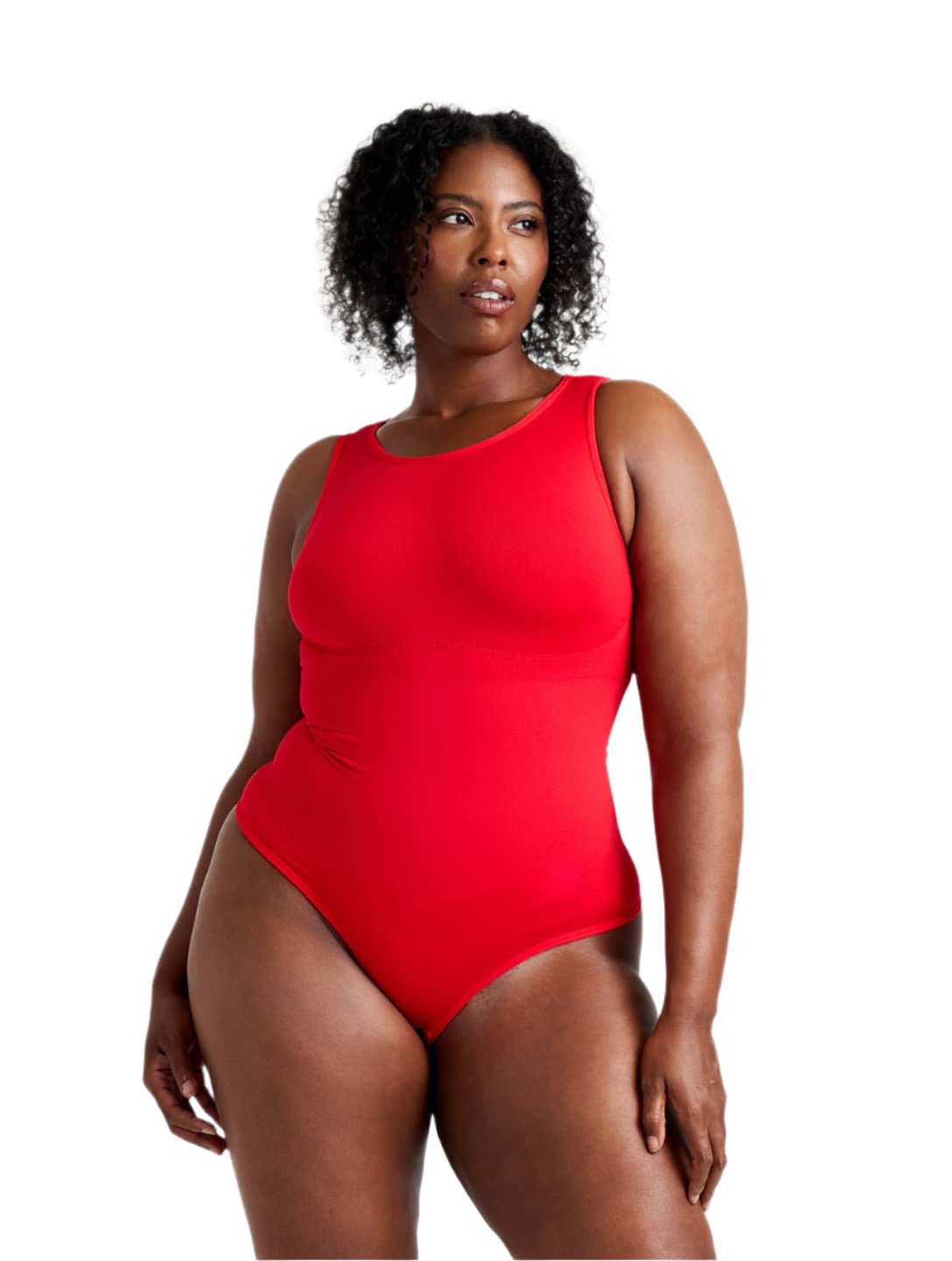 Round Neck Thong Bodysuit" can be rewritten as "Circle Neck Thong Bodysuit.