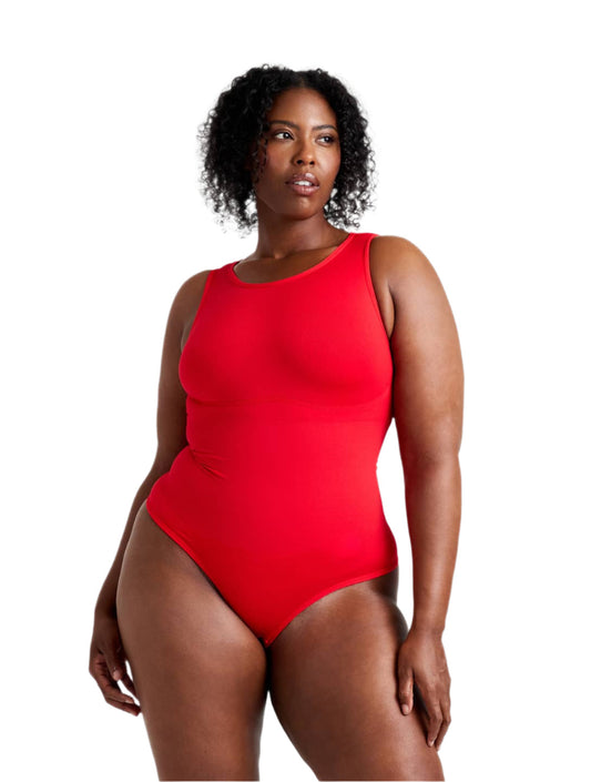 Round Neck Thong Bodysuit" can be rewritten as "Circle Neck Thong Bodysuit.
