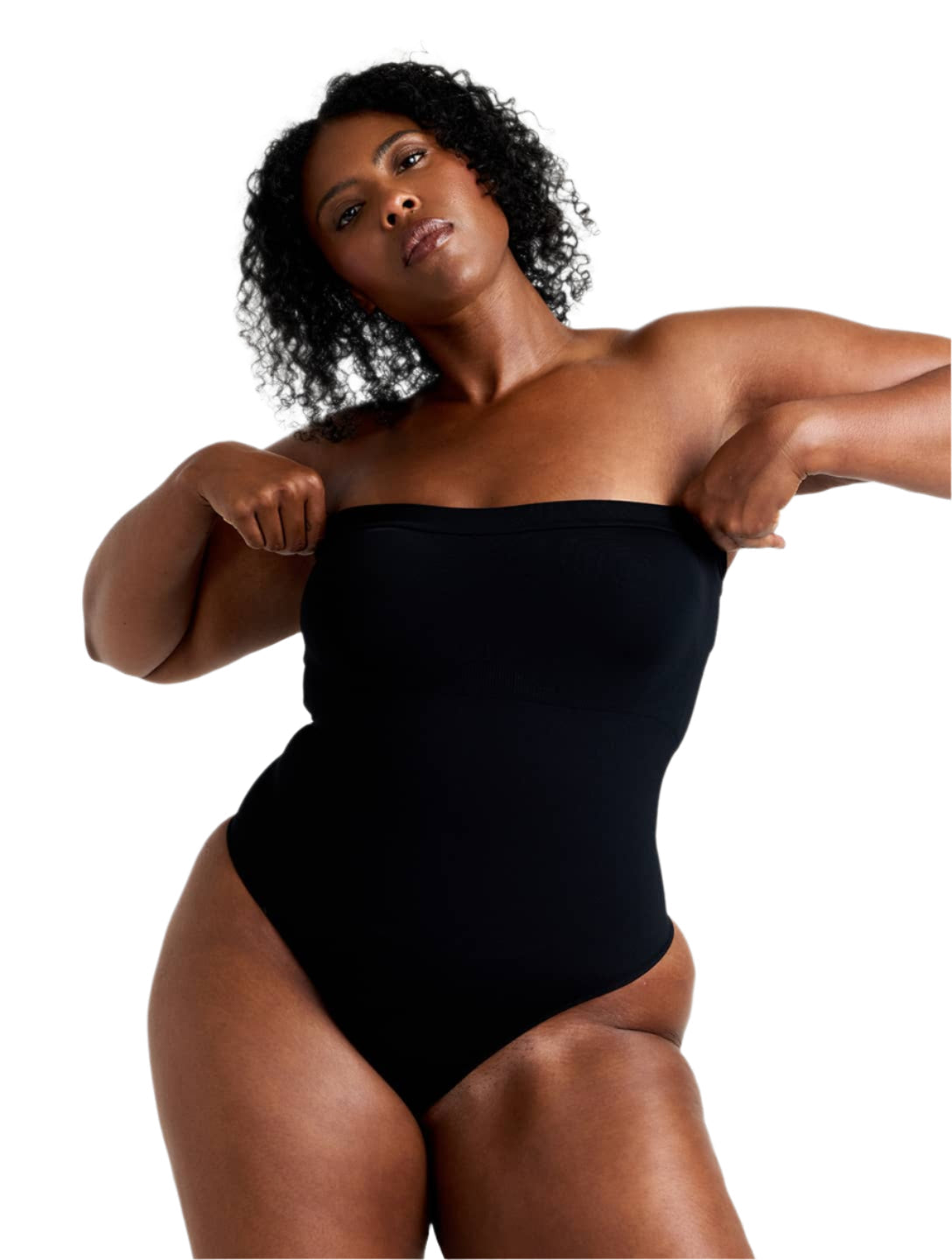 Strapless Thong Bodysuit" can be rewritten as "Seamless Strapless Thong Bodysuit.