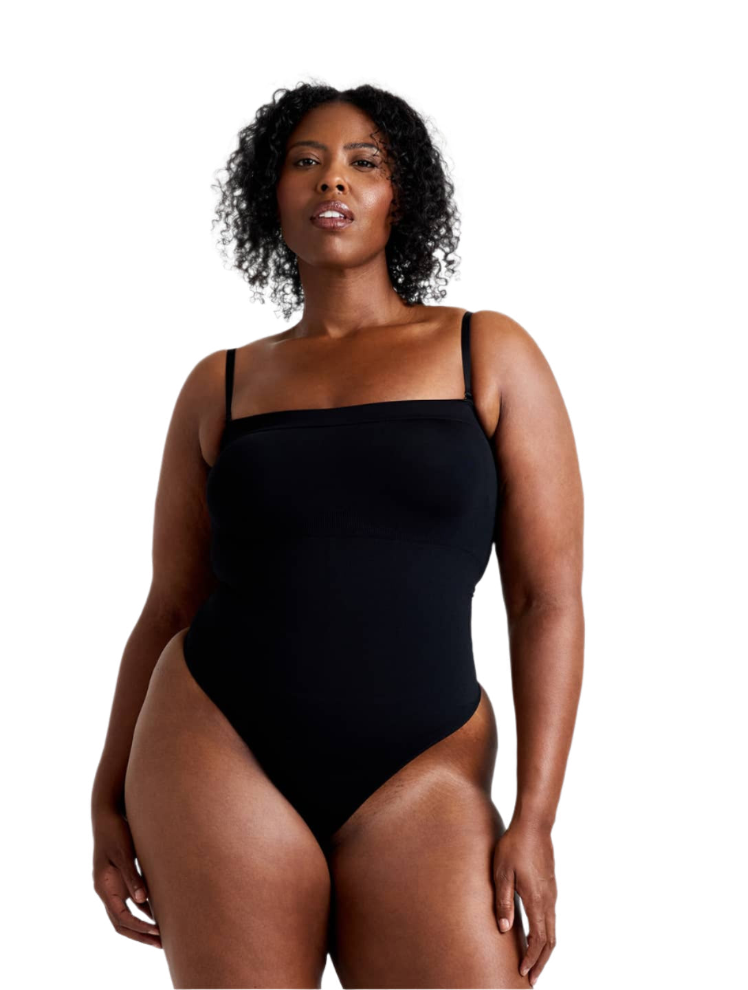 Strapless Thong Bodysuit" can be rewritten as "Seamless Strapless Thong Bodysuit.