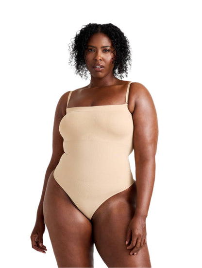 Strapless Thong Bodysuit" can be rewritten as "Seamless Strapless Thong Bodysuit.