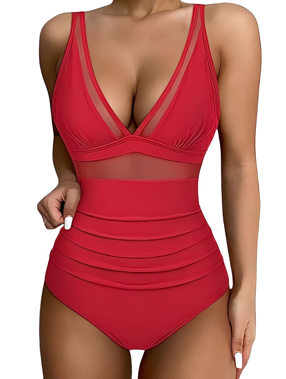 V-Neck Mesh Sculpting Bodysuit