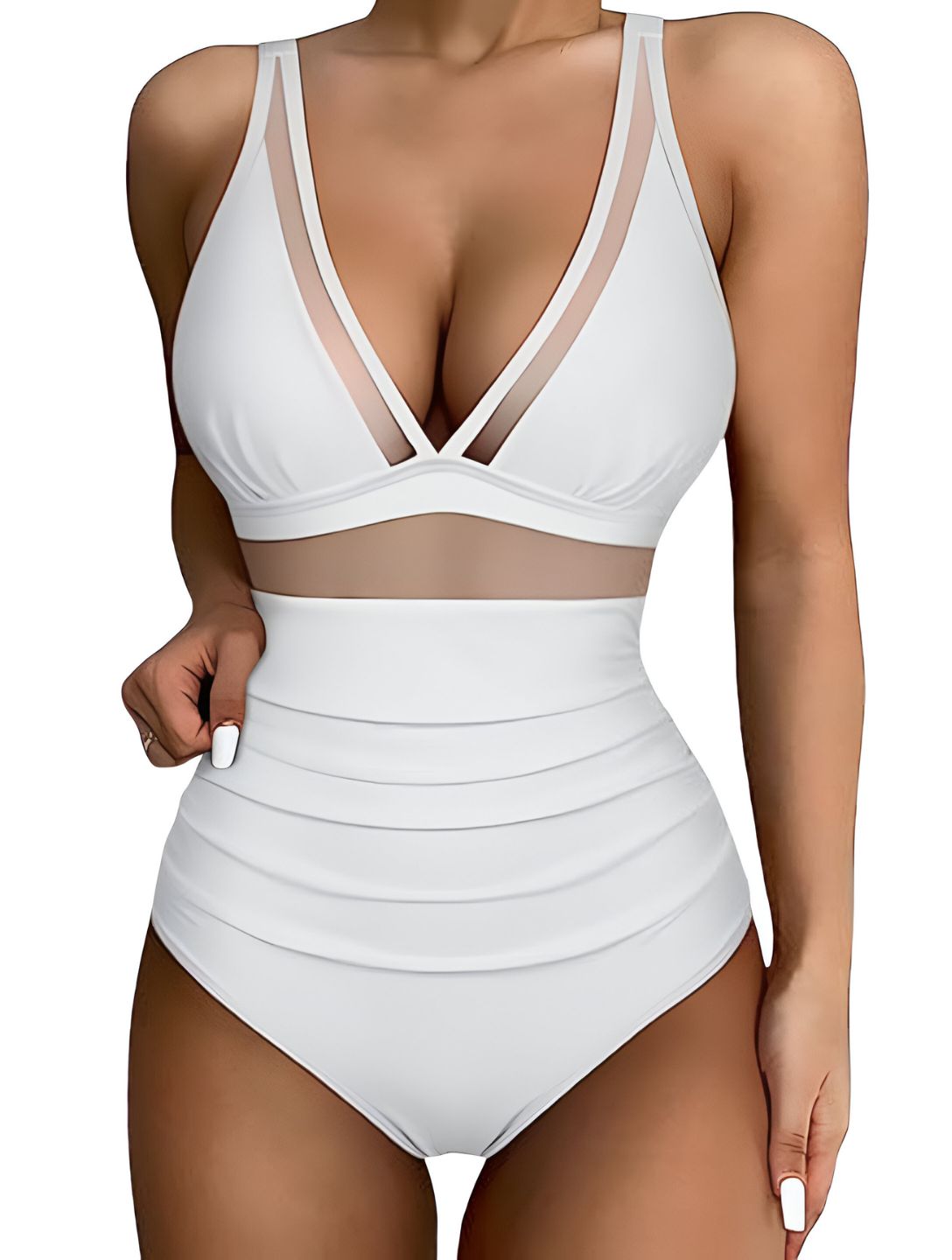 V-Neck Mesh Sculpting Bodysuit