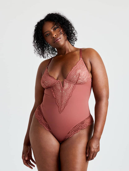 V-Neck Lace-Up Bodysuit