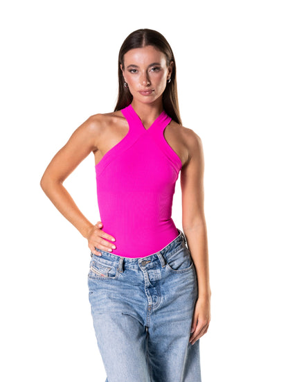 Crossover Halter Shaping Bodysuit