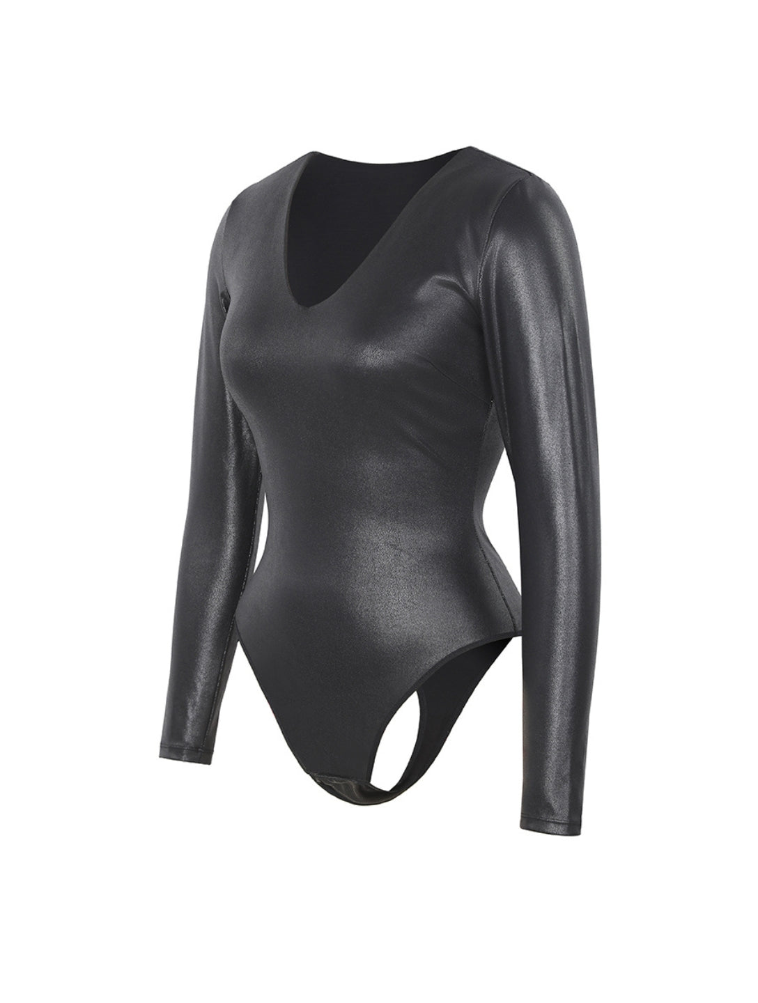 Faux Leather Long Sleeve Bodysuit