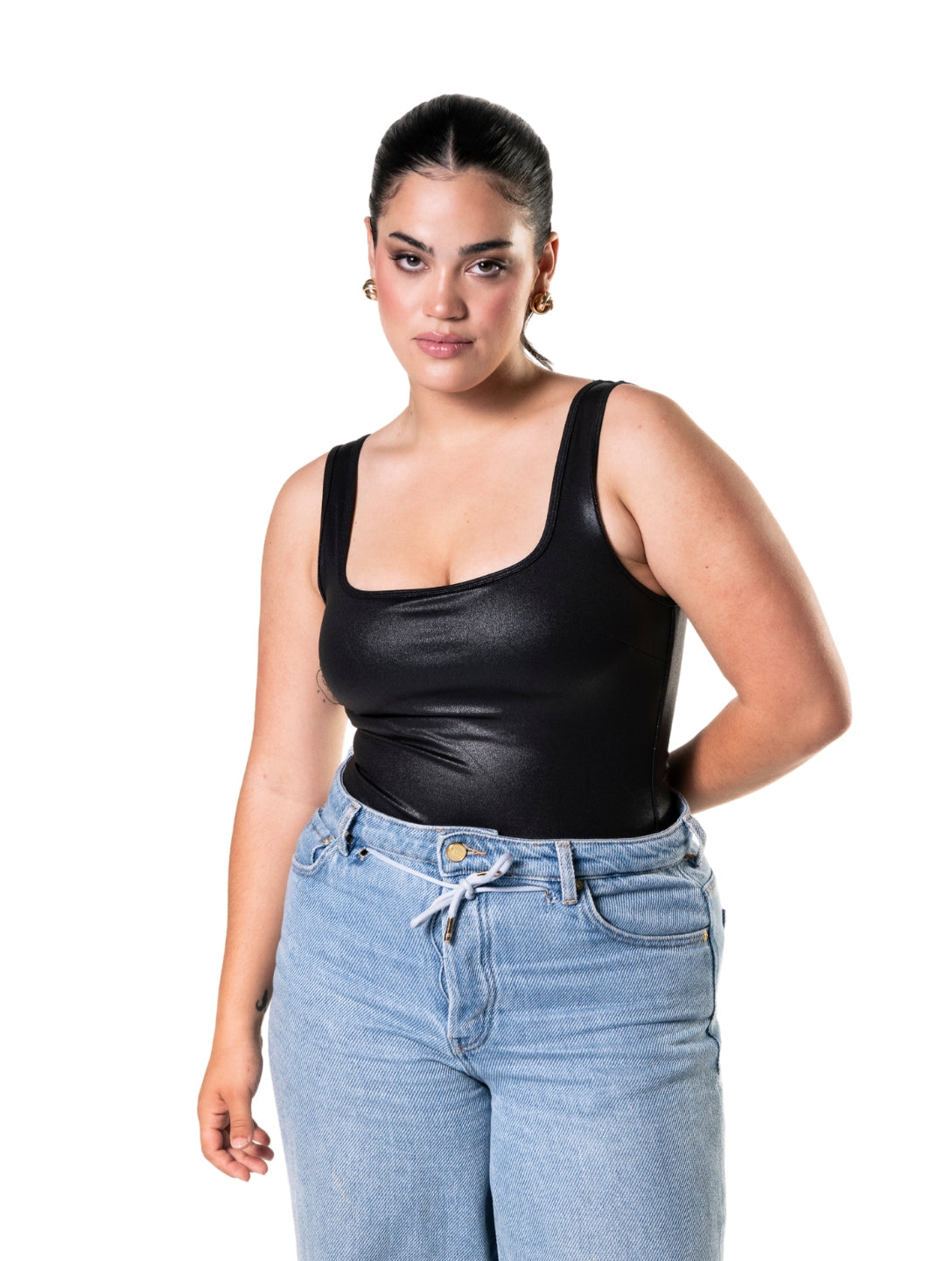 Faux Leather Snatched Bodysuit