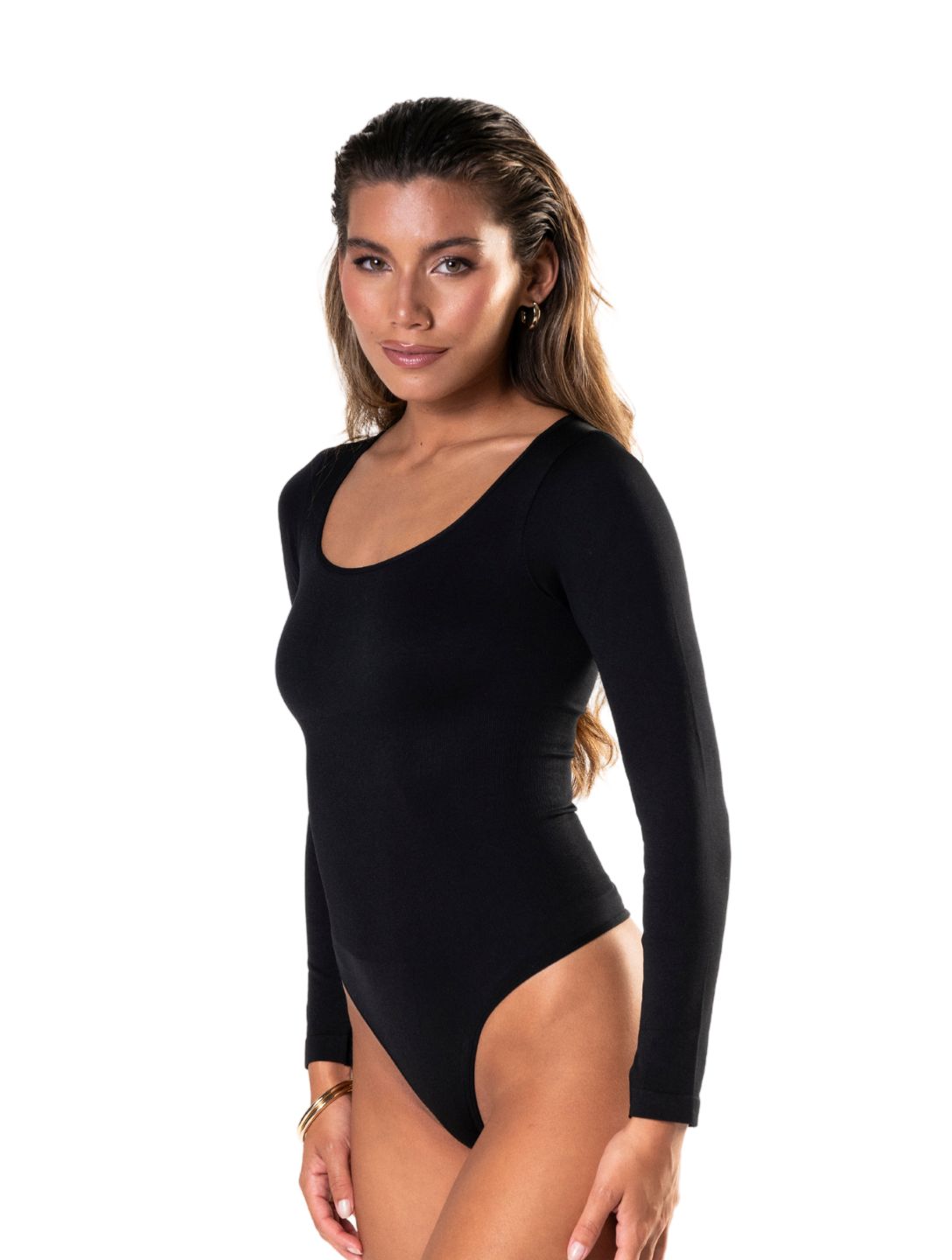 Long-Sleeve Thong Bodysuit