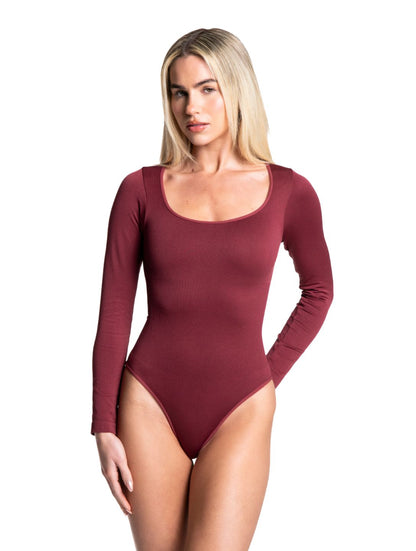 Long-Sleeve Thong Bodysuit