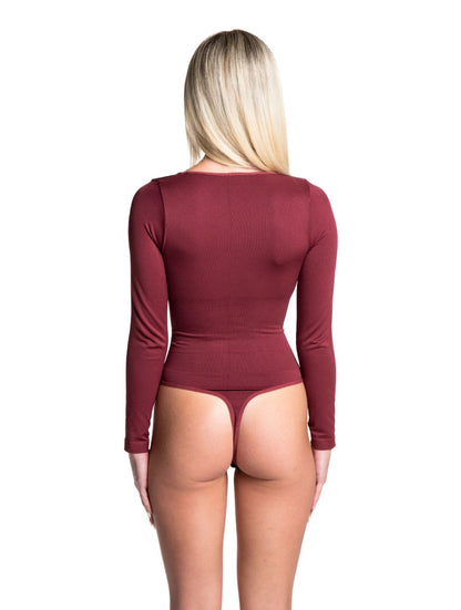 Long-Sleeve Thong Bodysuit