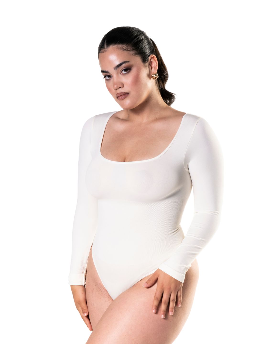 Long-Sleeve Thong Bodysuit