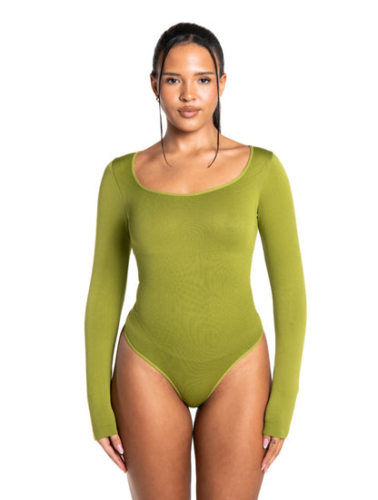 Long-Sleeve Thong Bodysuit