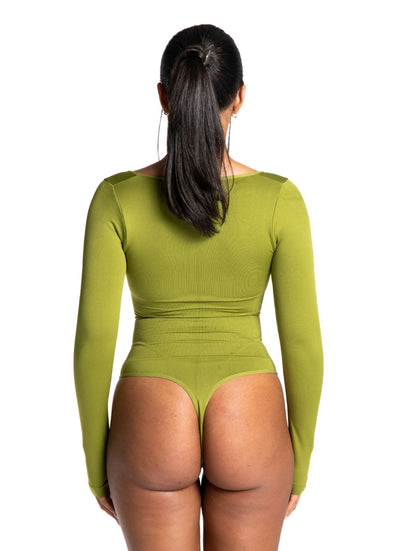 Long-Sleeve Thong Bodysuit