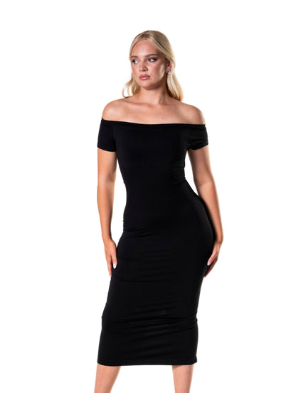 Off-Shoulder Split Shapewear Dress