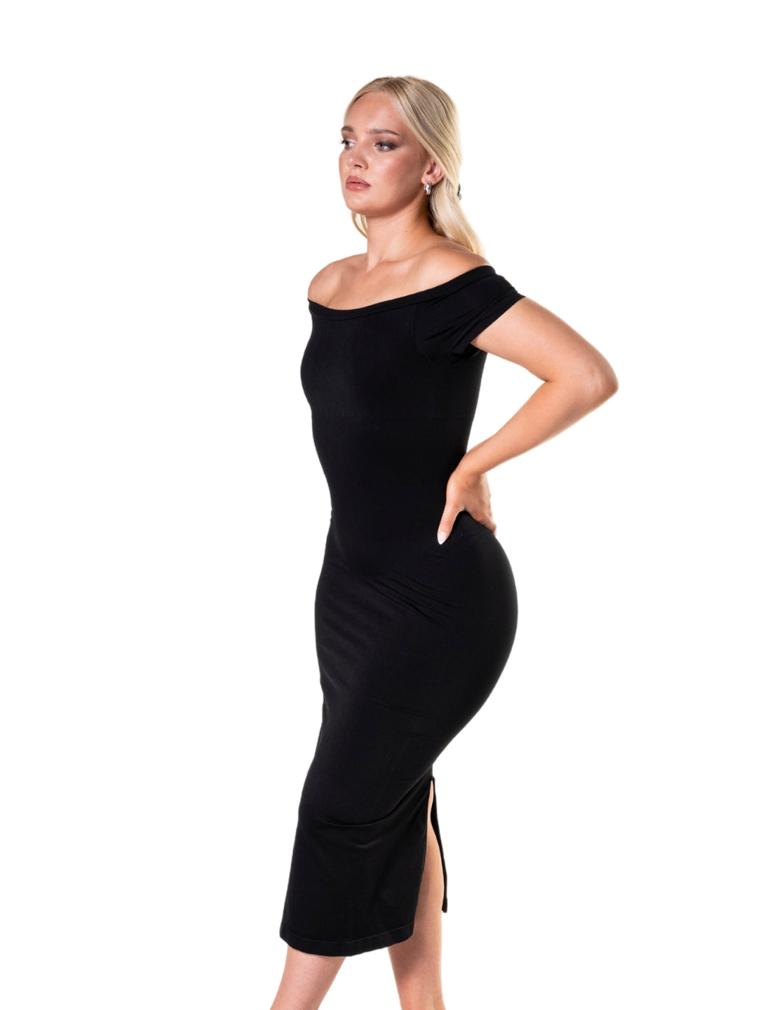 Off-Shoulder Split Shapewear Dress