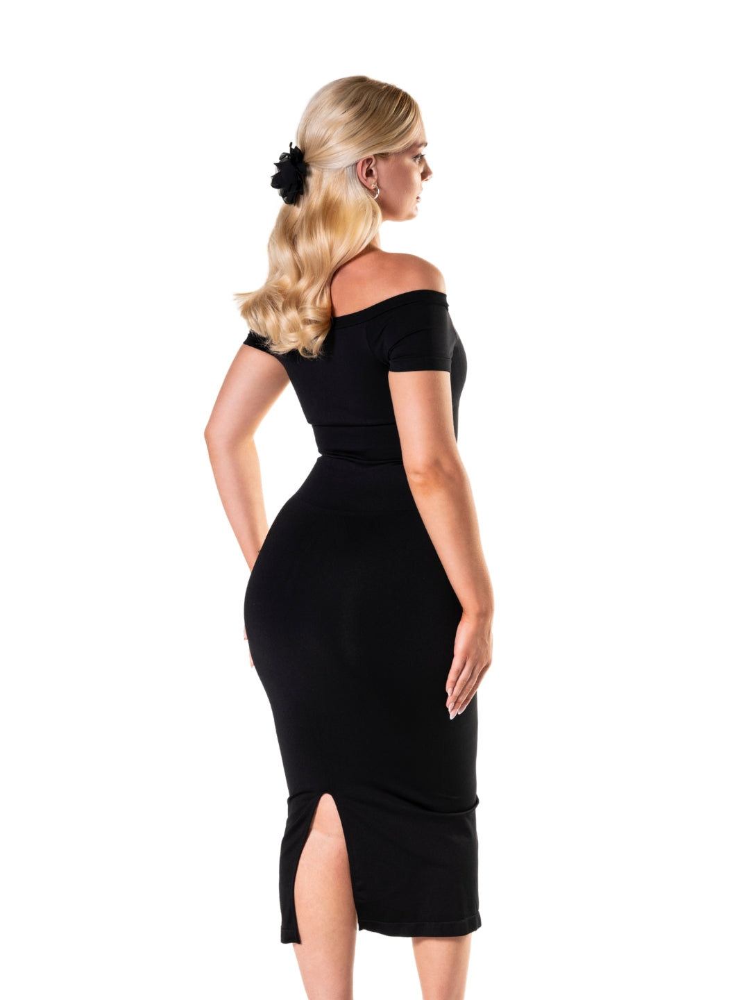 Off-Shoulder Split Shapewear Dress