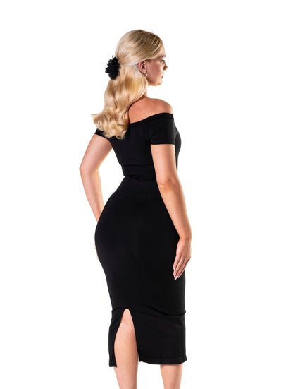 Off-Shoulder Split Shapewear Dress