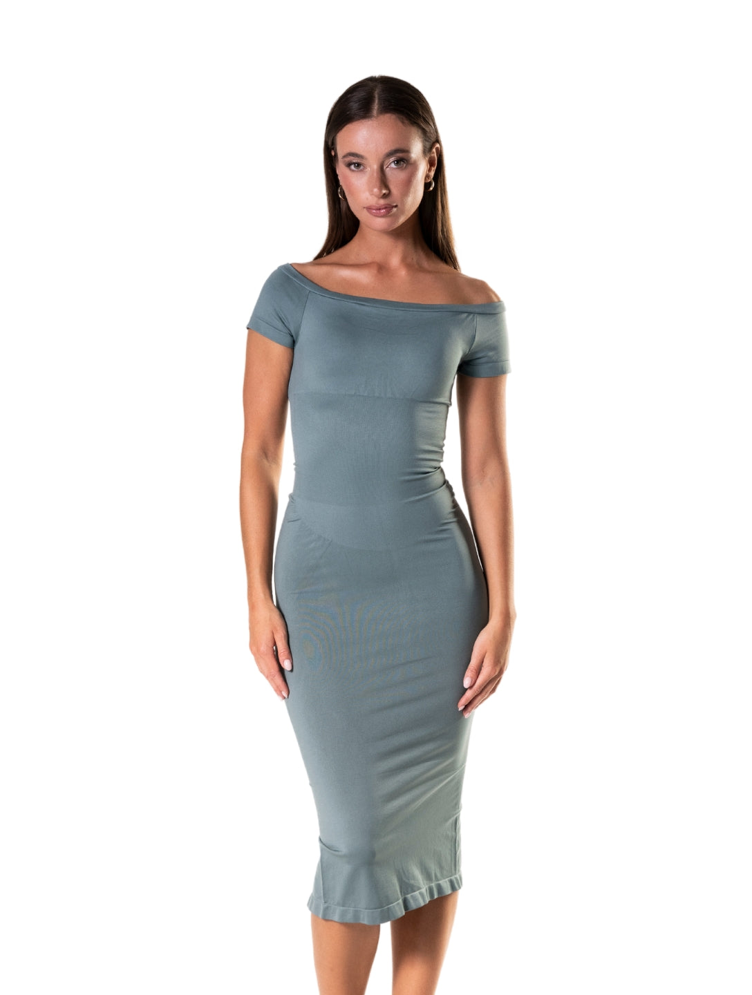 Off-Shoulder Split Shapewear Dress