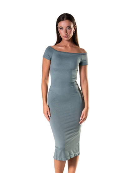 Off-Shoulder Split Shapewear Dress