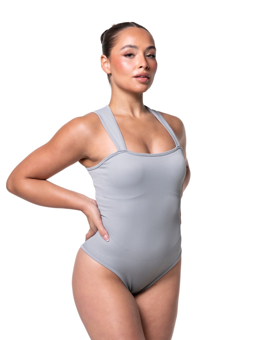 Ribbed Square Neck Shaping Bodysuit
