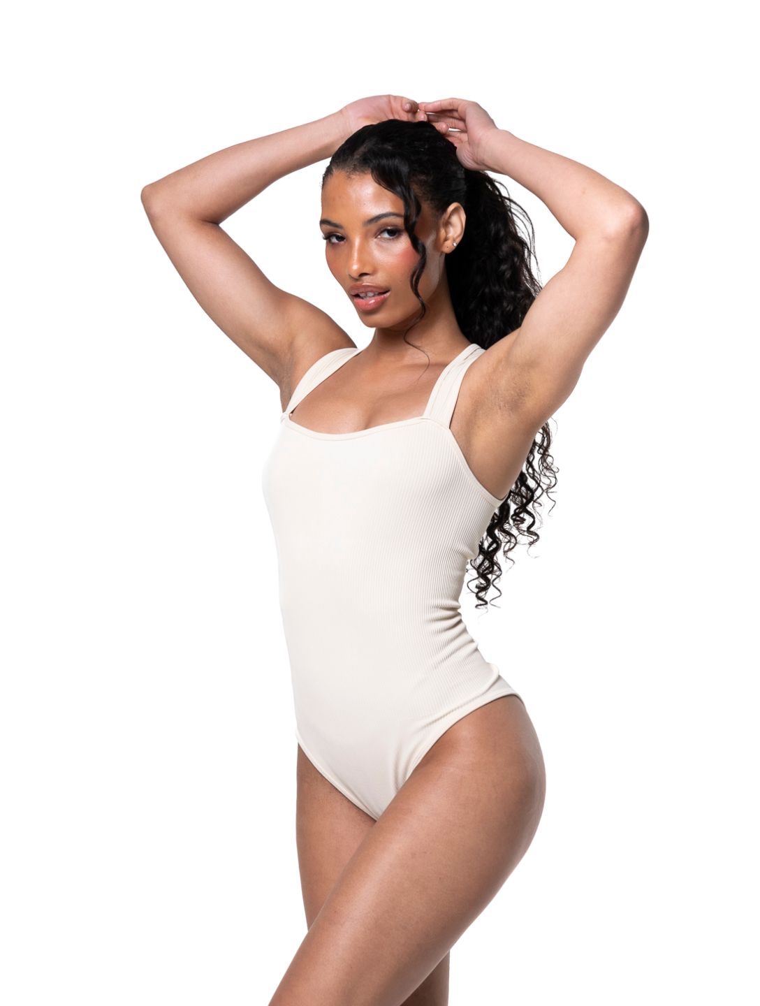 Ribbed Square Neck Shaping Bodysuit