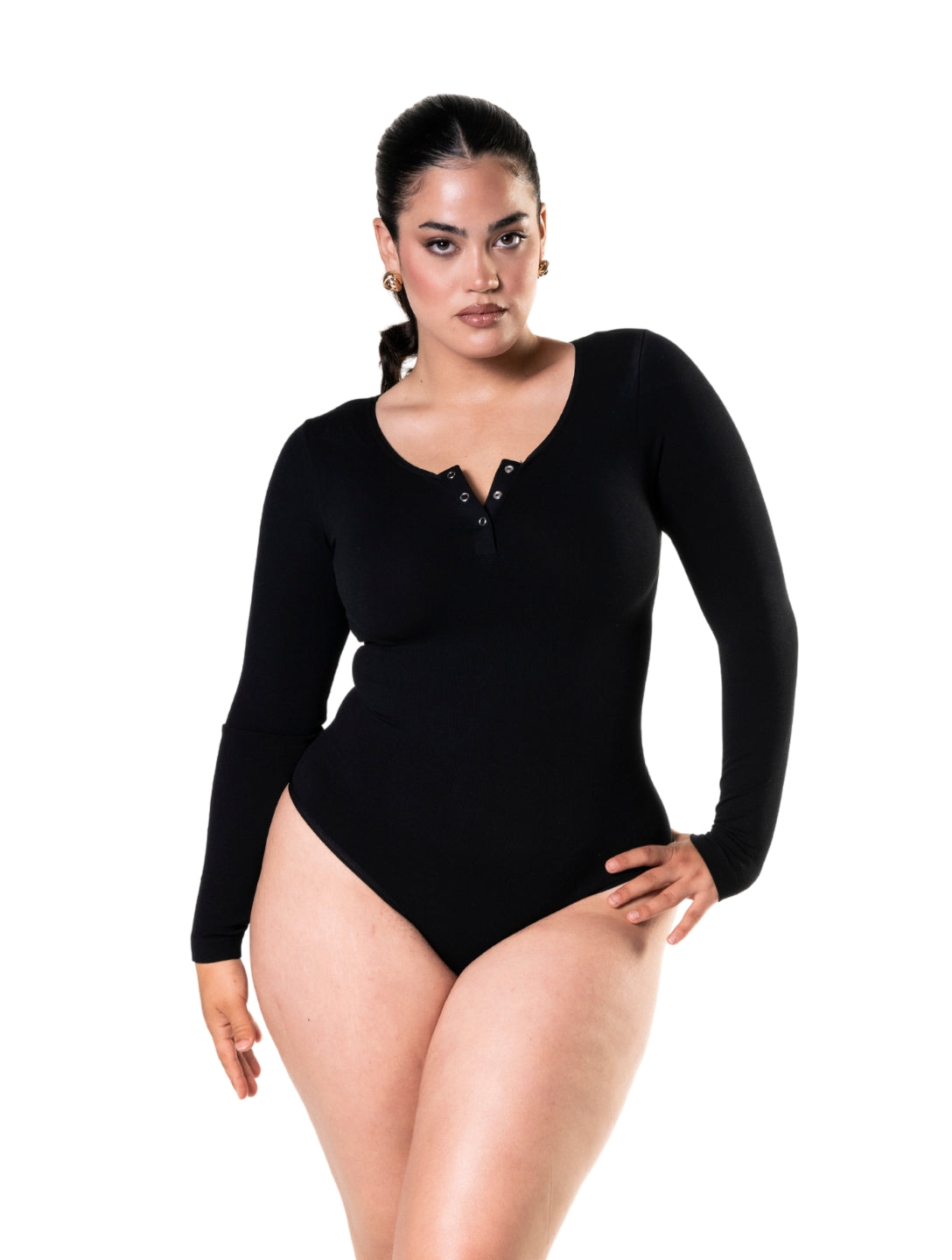 Smooth Long Sleeve Thong Bodysuit