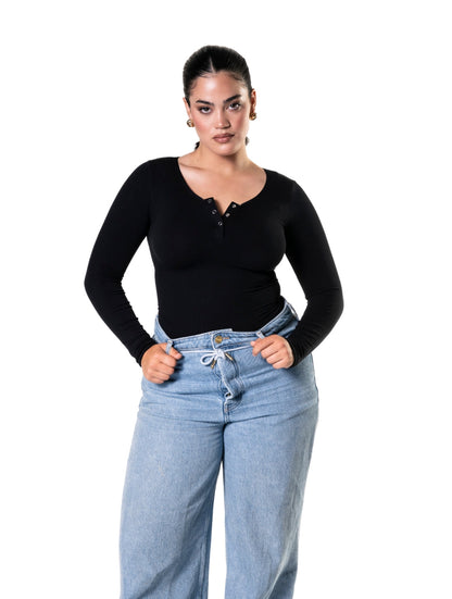 Smooth Long Sleeve Thong Bodysuit