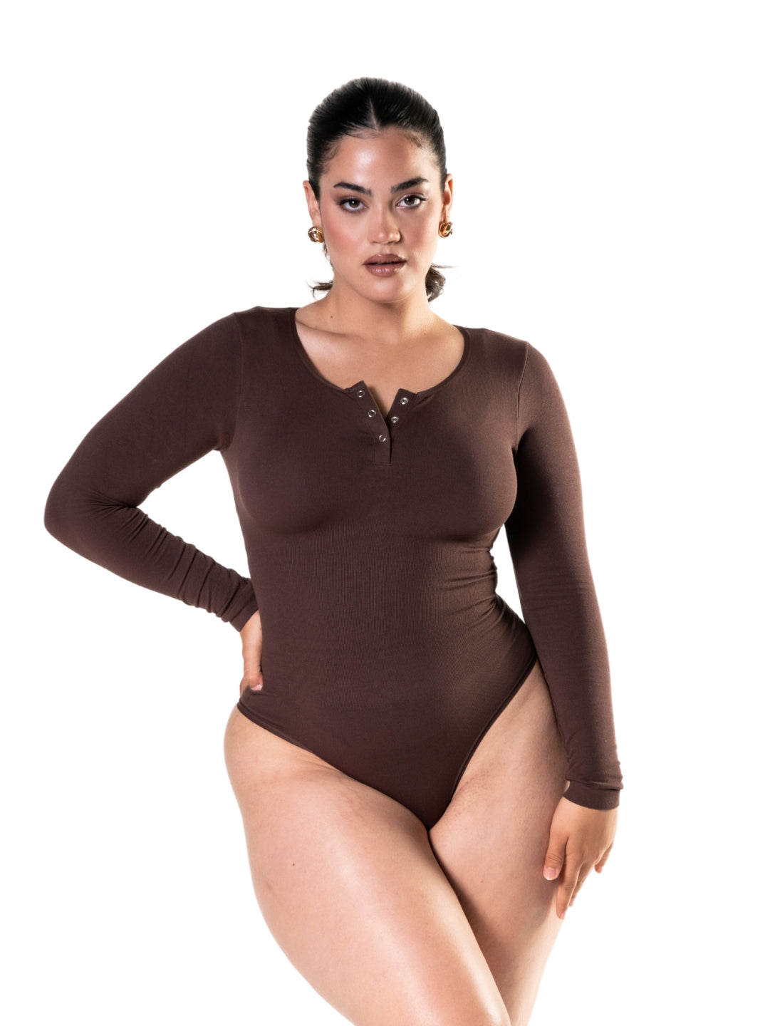 Smooth Long Sleeve Thong Bodysuit