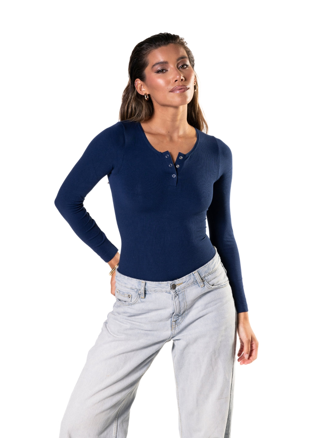 Smooth Long Sleeve Thong Bodysuit