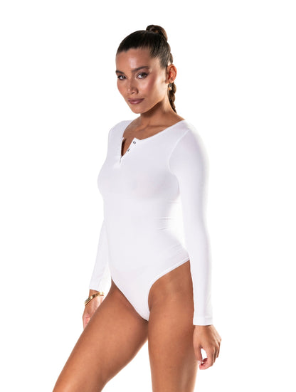 Smooth Long Sleeve Thong Bodysuit