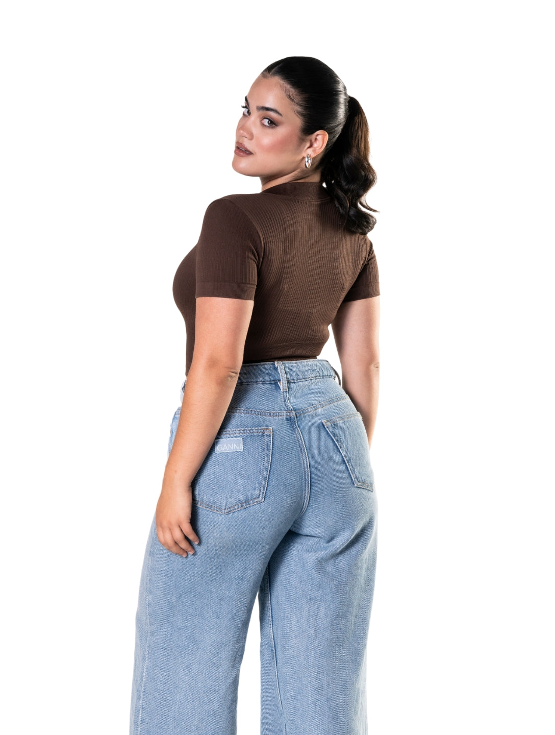 Smooth Ribbed Zip-Up Short Sleeve Crop Top