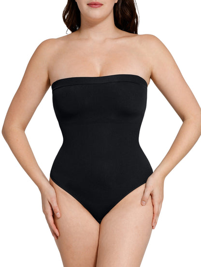 Strapless Thong Bodysuit" can be rewritten as "Seamless Strapless Thong Bodysuit.