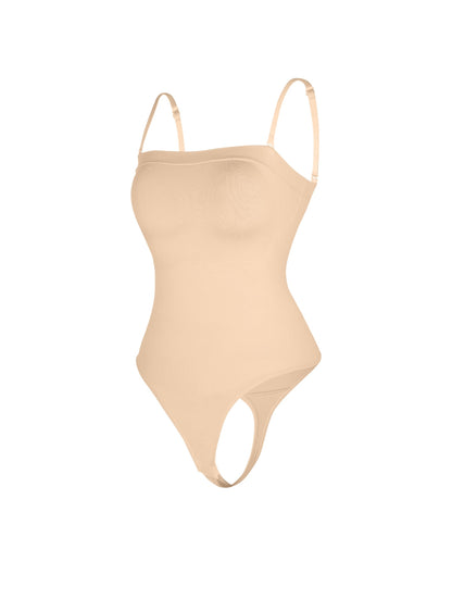 Strapless Thong Bodysuit" can be rewritten as "Seamless Strapless Thong Bodysuit.