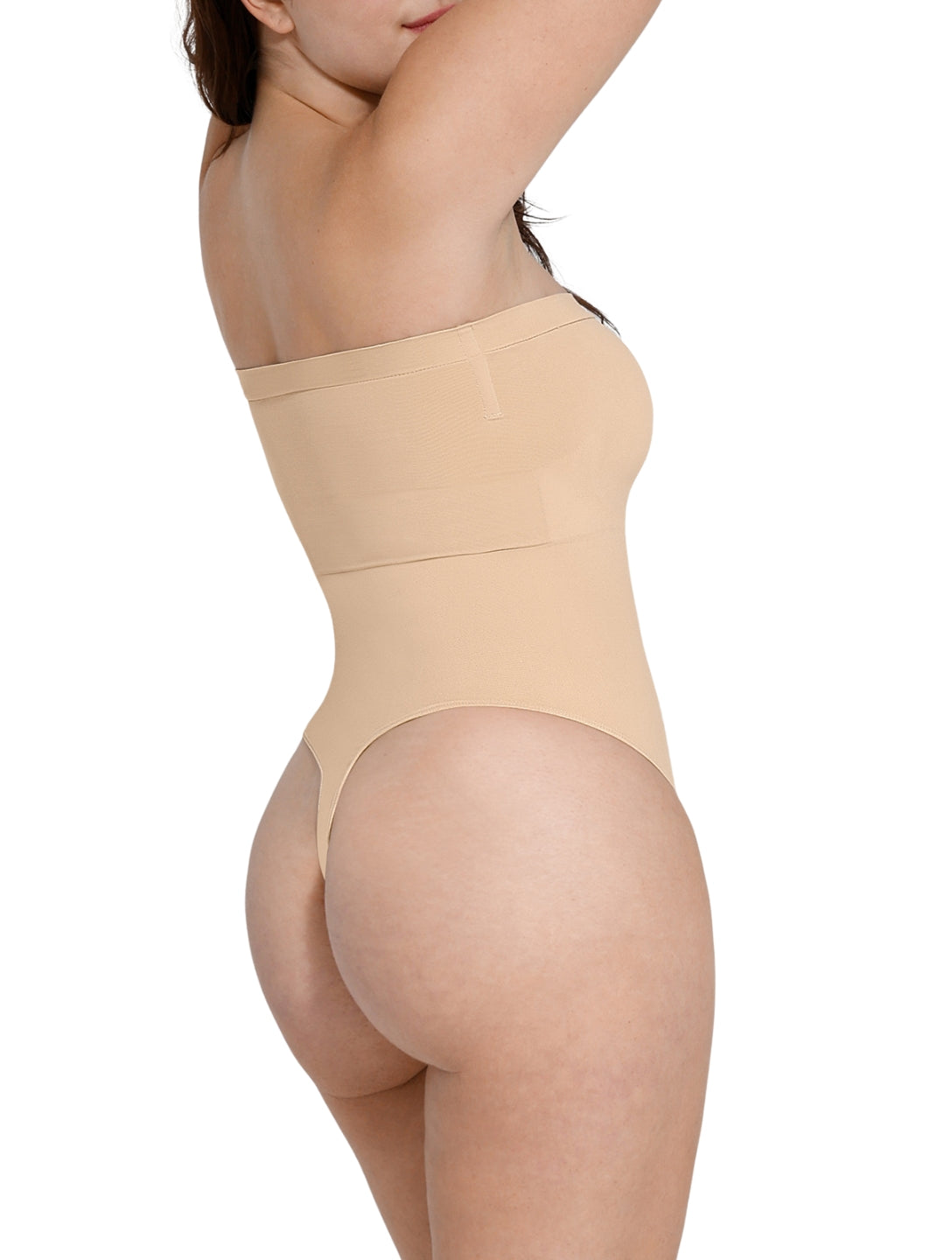 Strapless Thong Bodysuit" can be rewritten as "Seamless Strapless Thong Bodysuit.