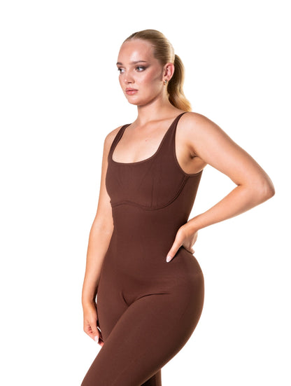 Flared Jumpsuit with Square Neck and U-Back Design