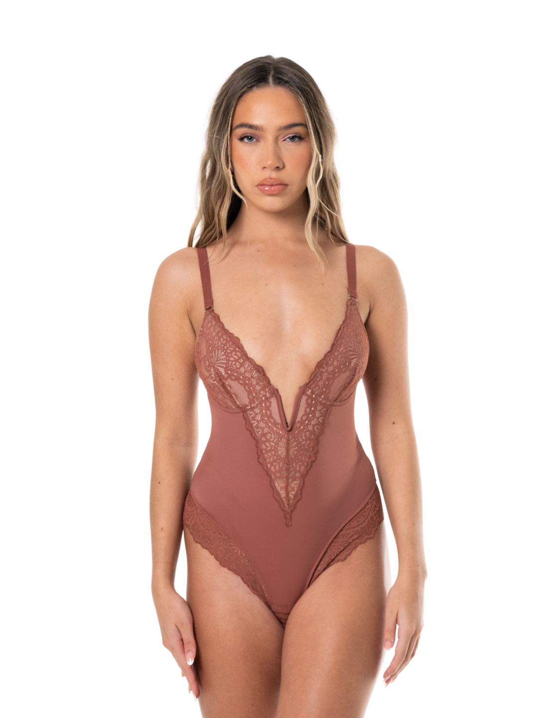V-Neck Lace-Up Bodysuit