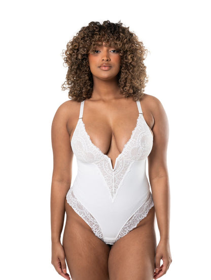 V-Neck Lace-Up Bodysuit