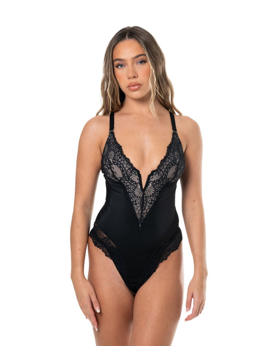V-Neck Lace-Up Bodysuit